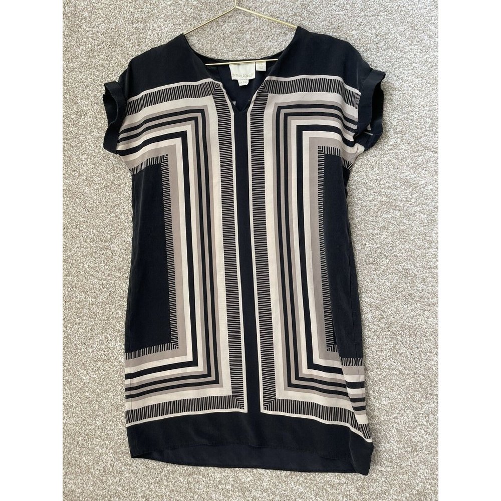 Cynthia Rowley Women’s 100% Silk Dark Colored Patterned Tunic Dress Size 2